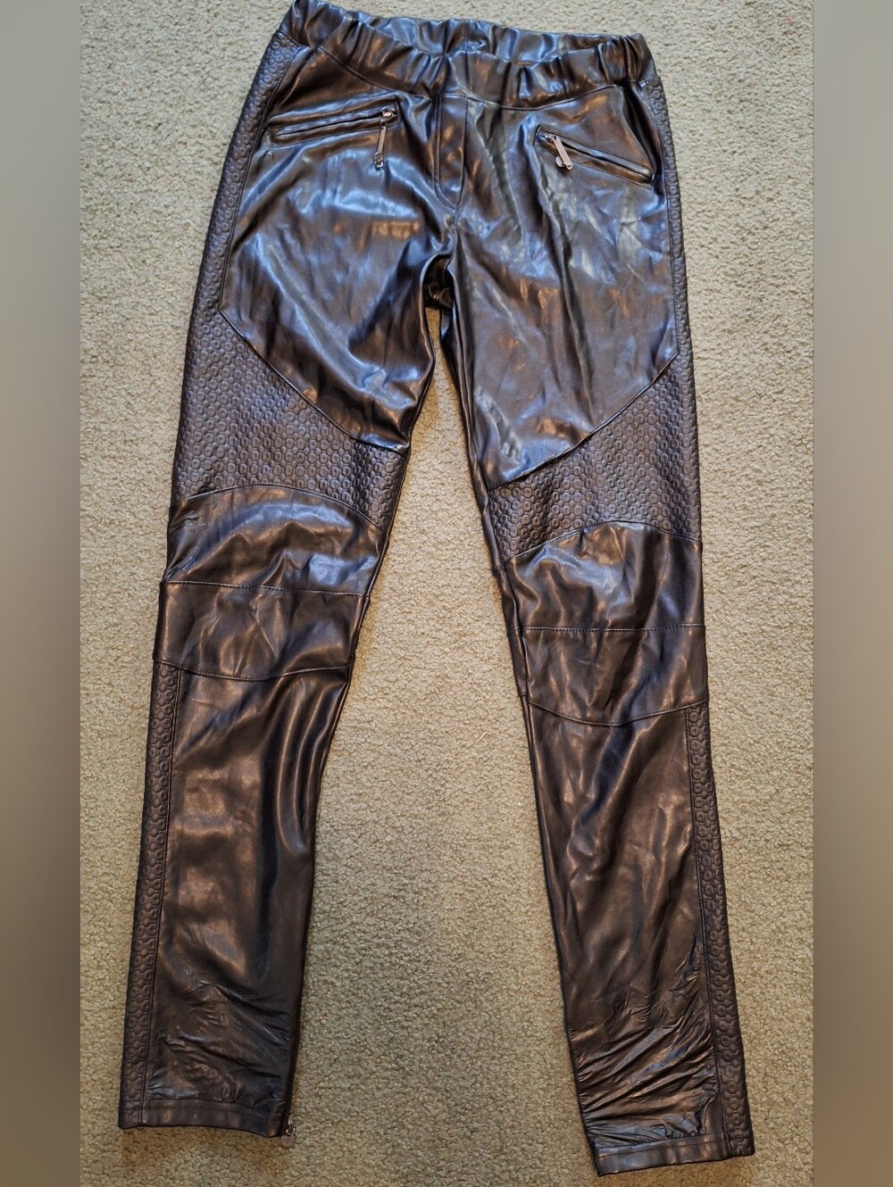 Lot of 2 Pairs Men's Stretch PU Faux Leather Leggings, Fits 34 Waist Gay LGBTQ+